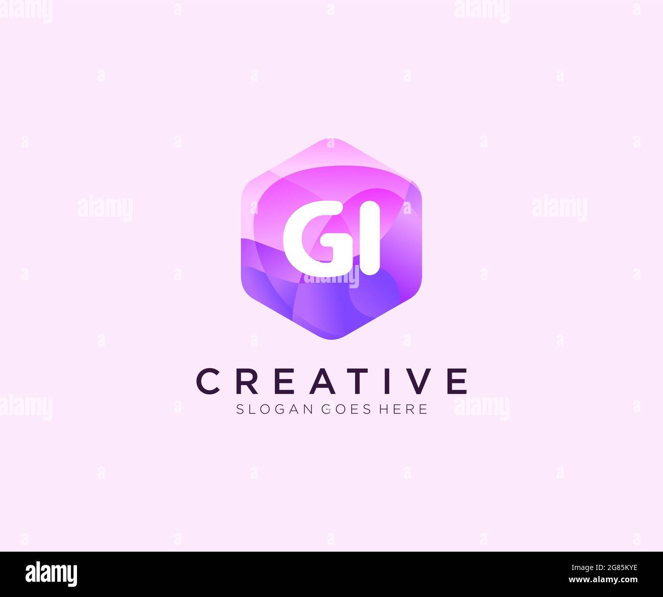 GI initial logo With Colorful Hexagon Modern Business Alphabet Logo template Stock Vector