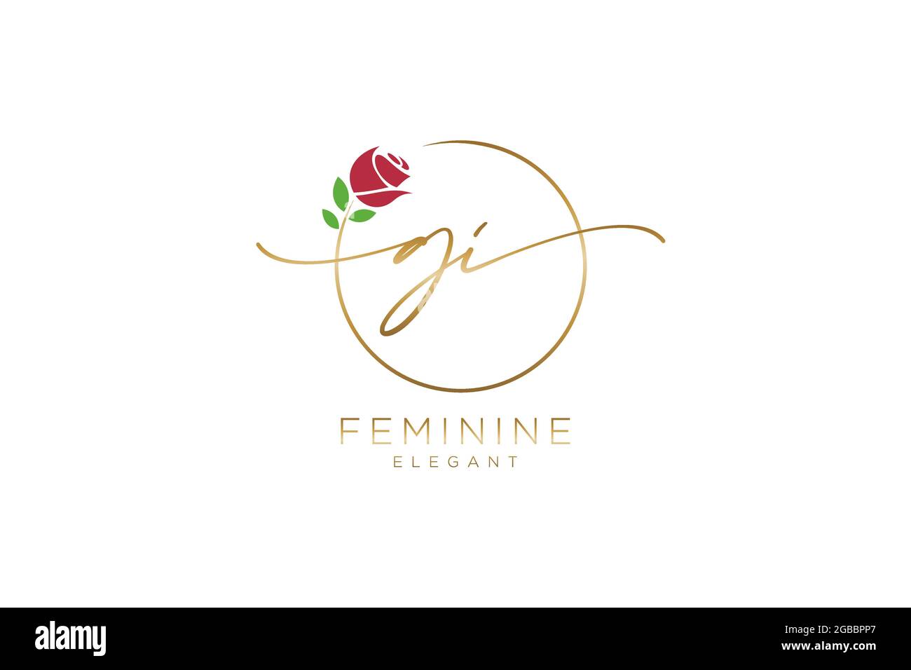 GI Feminine logo beauty monogram and elegant logo design, handwriting logo of initial signature, wedding, fashion, floral and botanical with creative Stock Vector