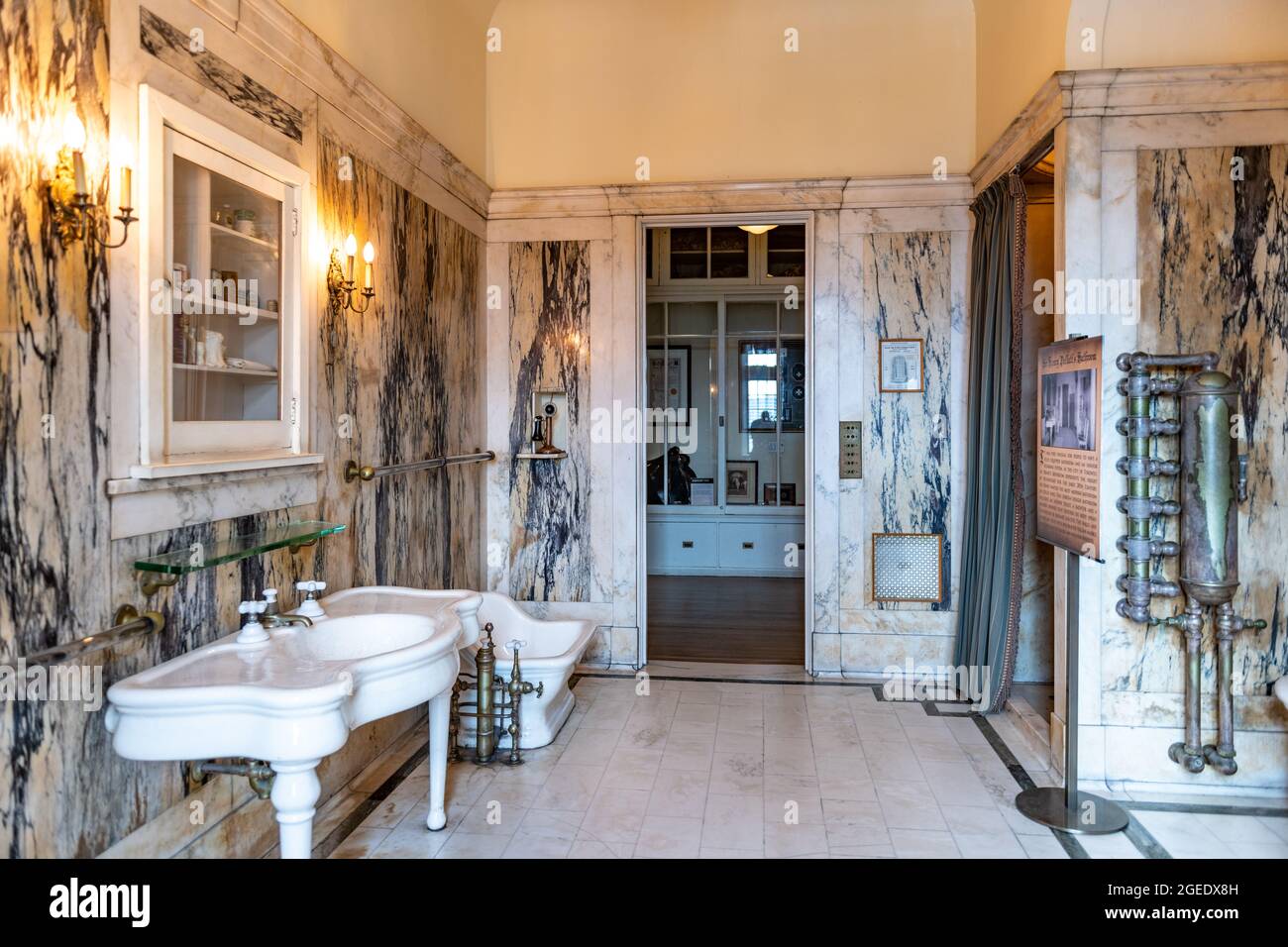 The bathroom of Mr. Henry Pellatt in Casa Loma. Casa Loma is a Gothic Revival architecture castle which is a major tourist attraction in the city of T Stock Photo