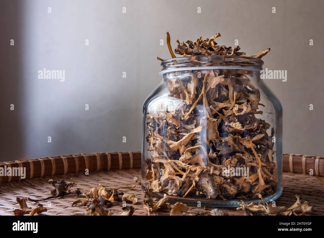 Dried mushrooms in jar Stock Photo - Alamy