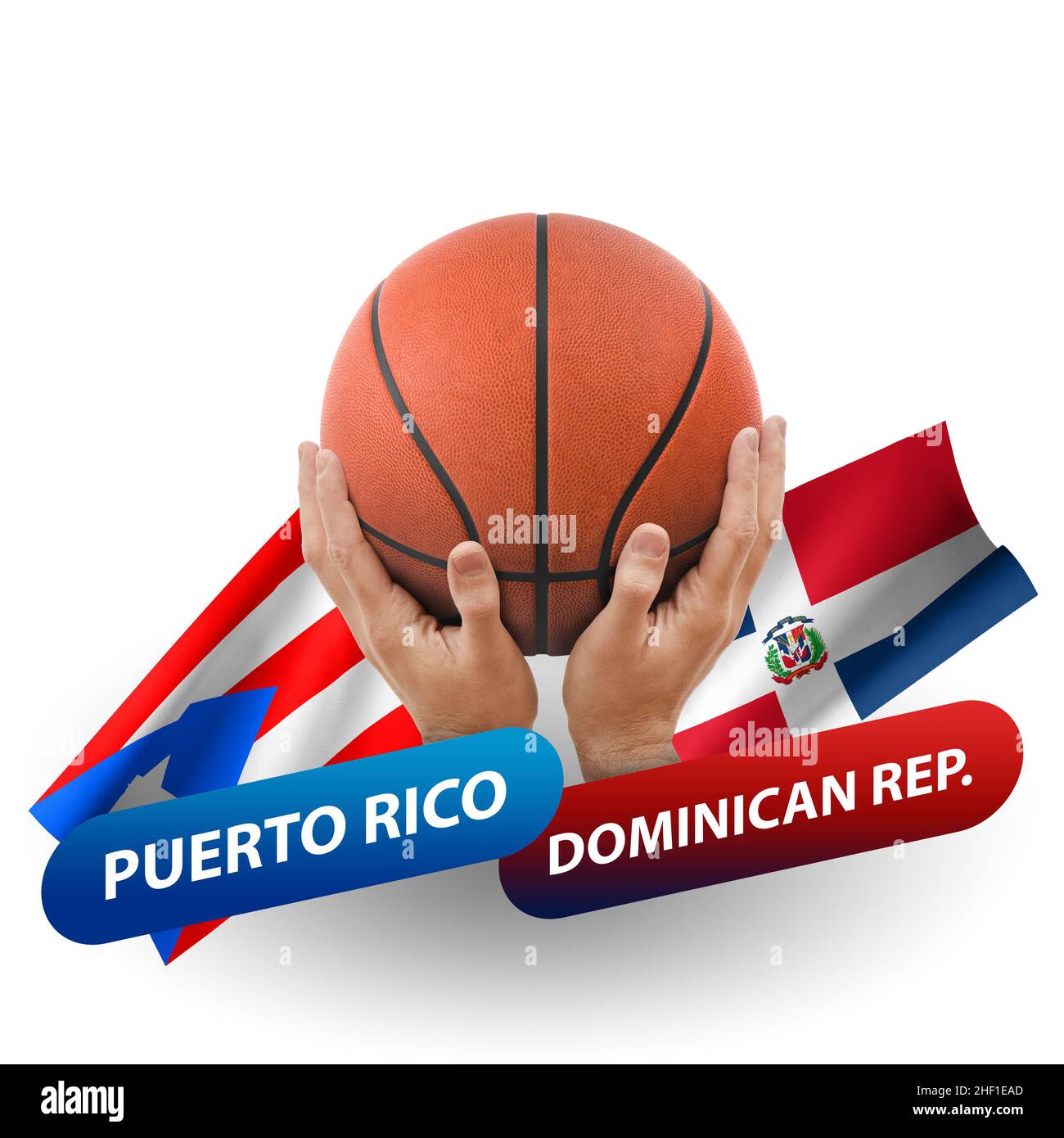 Basketball competition match, national teams puerto rico vs dominican republic Stock Photo