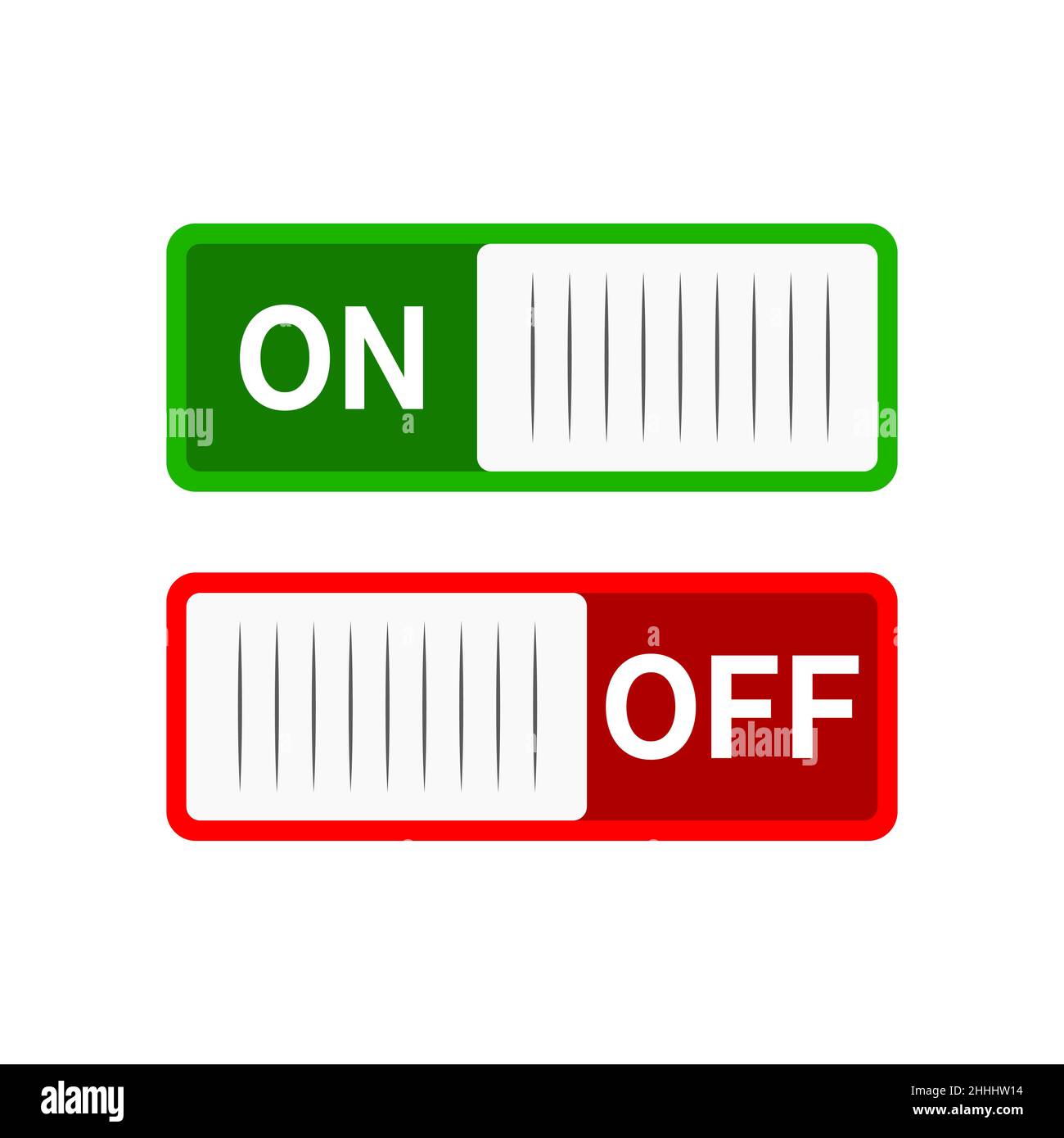 Toggle switch, On and Off position. Switches in flat design. Vector illustration Stock Vector