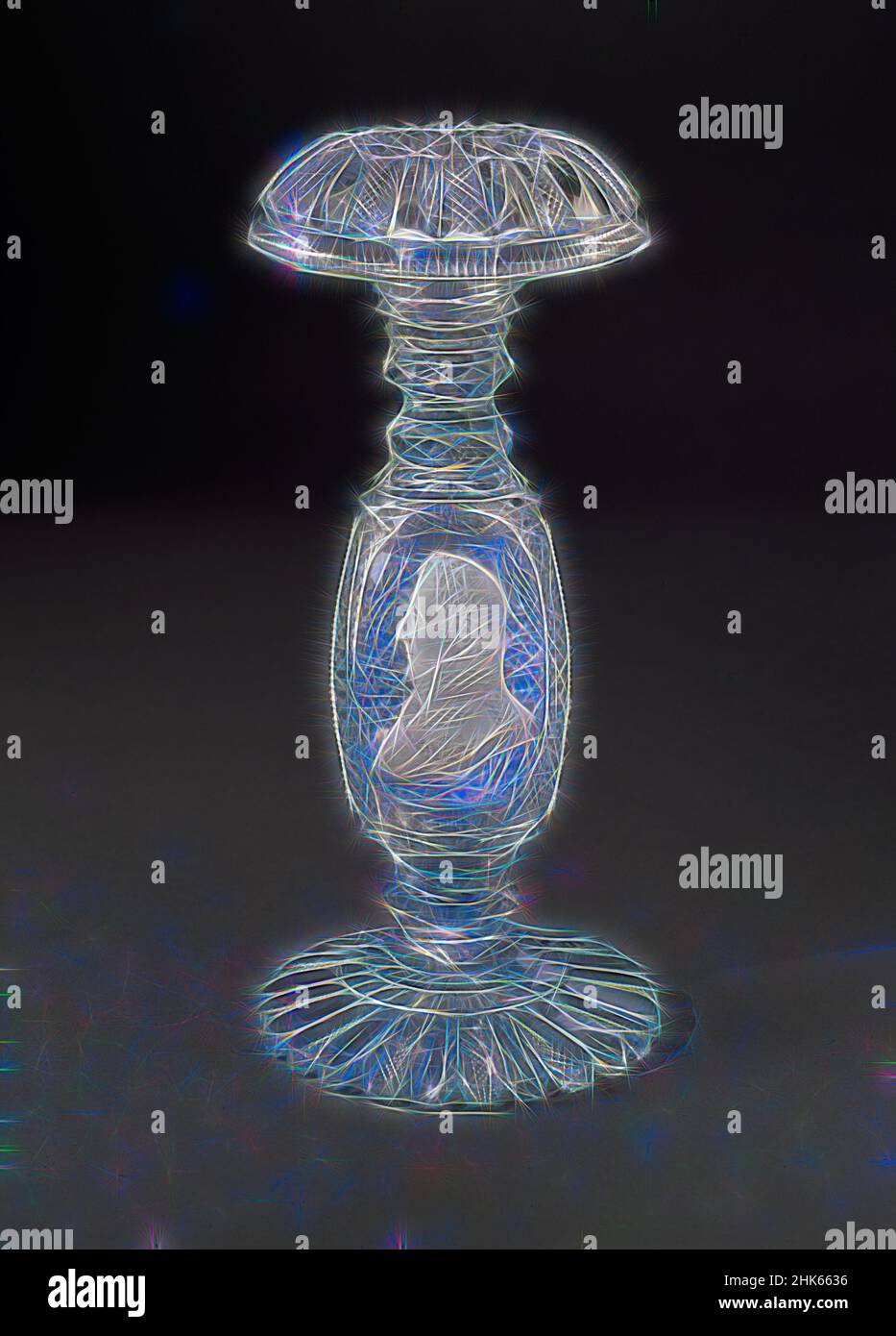 Inspired by Candlestick, Apsley Pellatt II, English, 1791–1863, c.1825, Glass with sulphide portrait, Made in England, Europe, Glassware, lighting, height: 8 in. (20.3 cm, Reimagined by Artotop. Classic art reinvented with a modern twist. Design of warm cheerful glowing of brightness and light ray radiance. Photography inspired by surrealism and futurism, embracing dynamic energy of modern technology, movement, speed and revolutionize culture Stock Photo