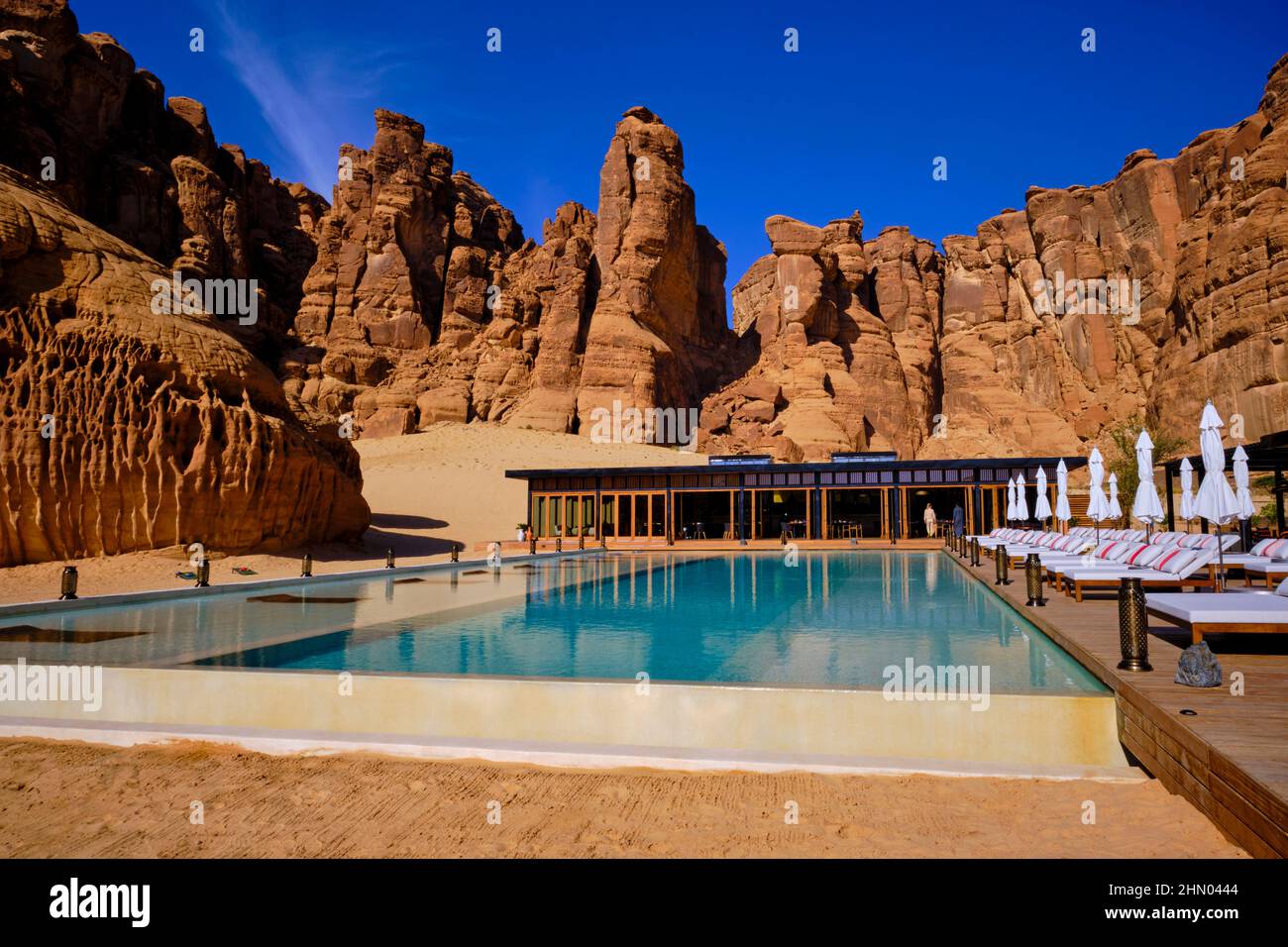 Saudi Arabia, Al Madinah Region, AlUla or Al Ula, Habitas hotel Stock Photo