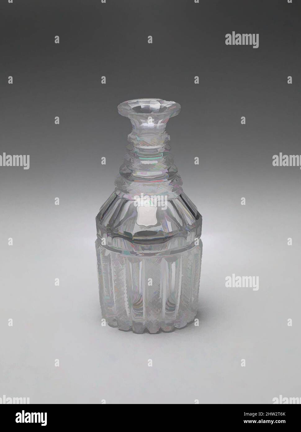 Art inspired by Decanter, 1820–30, American, Cut glass, 7 3/4 in. (19.7 cm), Glass, Apsley Pellatt, Classic works modernized by Artotop with a splash of modernity. Shapes, color and value, eye-catching visual impact on art. Emotions through freedom of artworks in a contemporary way. A timeless message pursuing a wildly creative new direction. Artists turning to the digital medium and creating the Artotop NFT Stock Photo