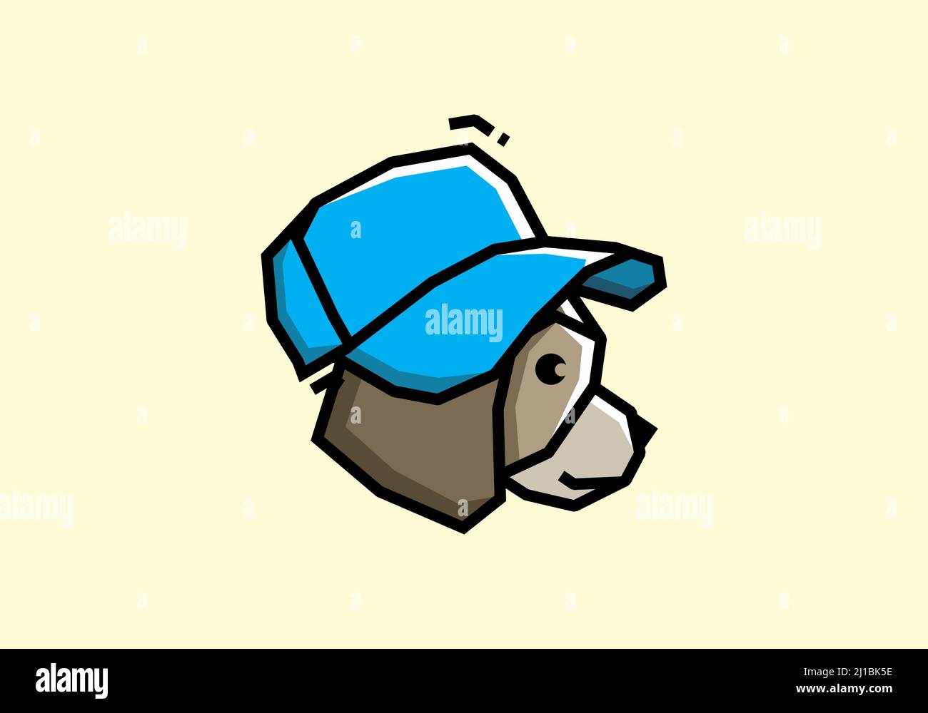 Dog wearing blue cap illustration design Stock Vector