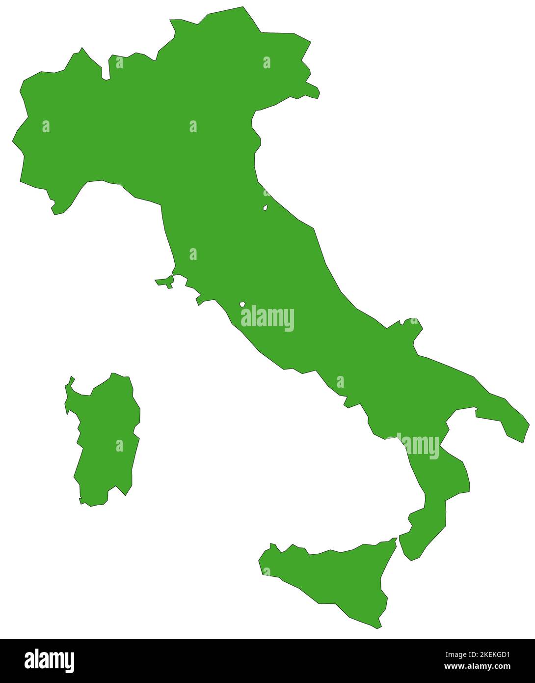 Map of Italy filled with green color Stock Photo - Alamy