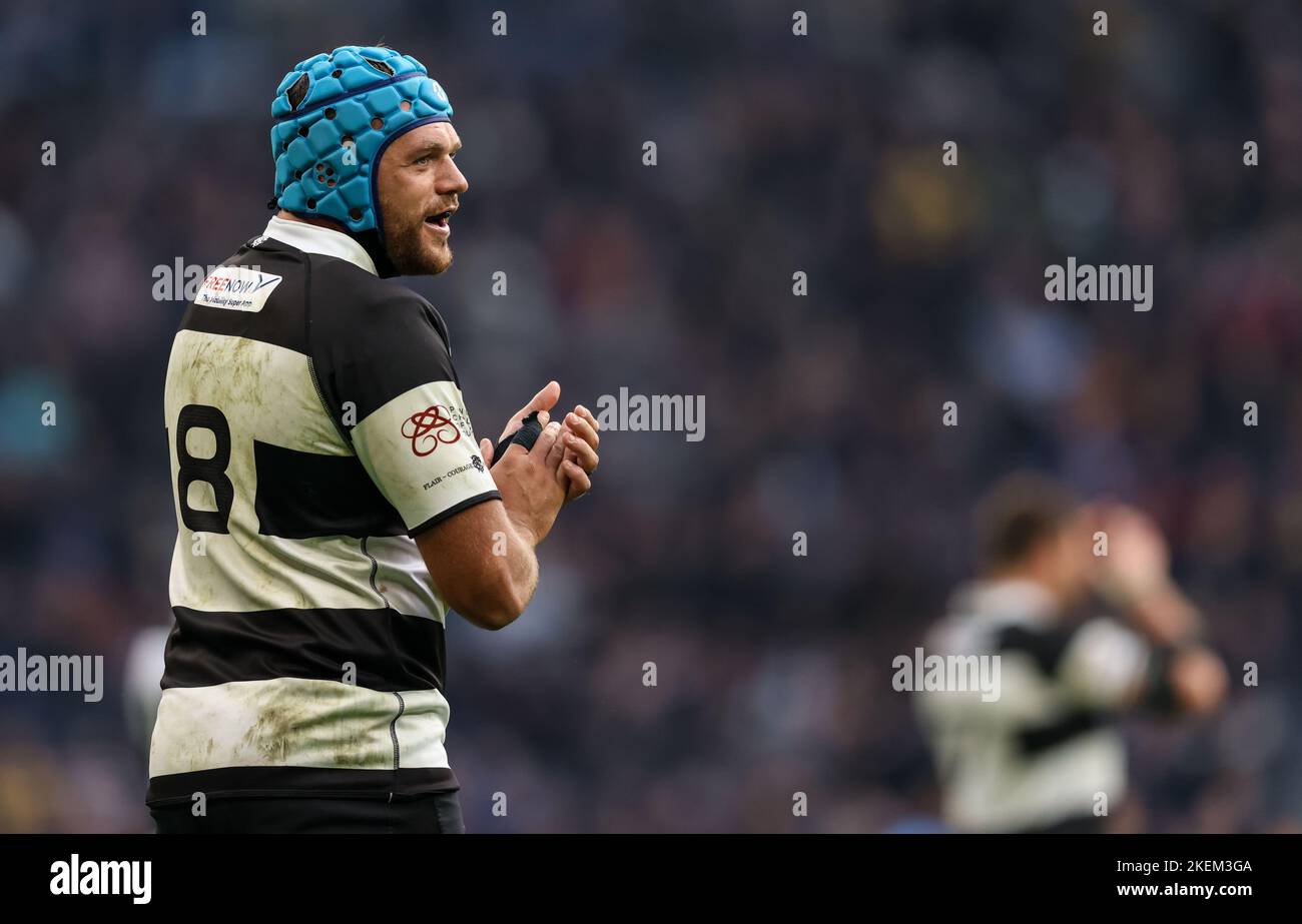 London, England, 13th November 2022, Rugby Union Killik Cup, Barbarians v New Zealand XV, Tottenham Hotspur Stadium, 2022, 13/11/2022 Zach Mercer of Barbarians  Credit:Paul Harding/Alamy Live News Stock Photo