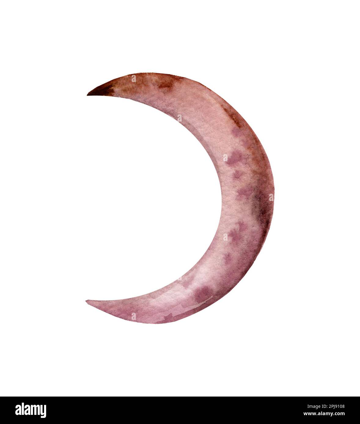 Hand painted watercolor crescent moon. Magic design for printing on ...