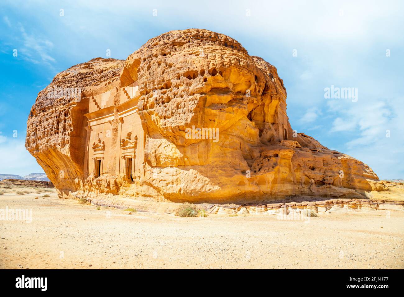 Jabal al ahmar tombs carved in stone, Al Ula, Saudi Arabia Stock Photo