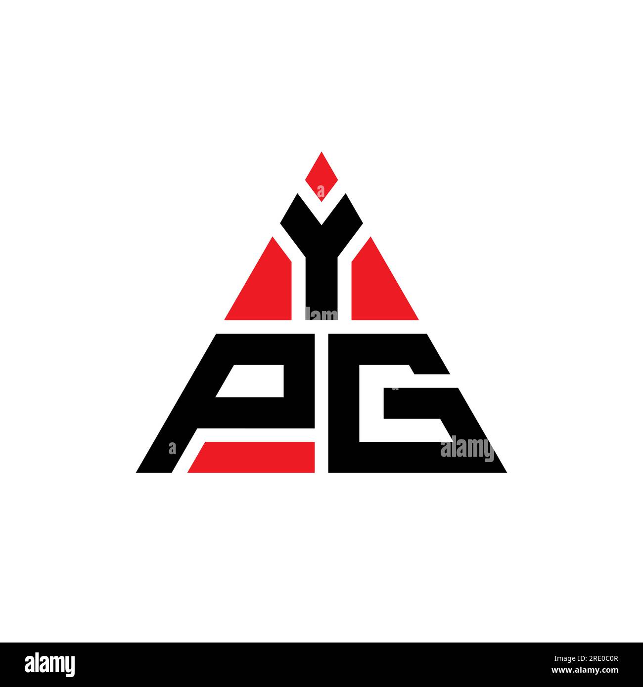 YPG triangle letter logo design with triangle shape. YPG triangle logo design monogram. YPG triangle vector logo template with red color. YPG triangul Stock Vector