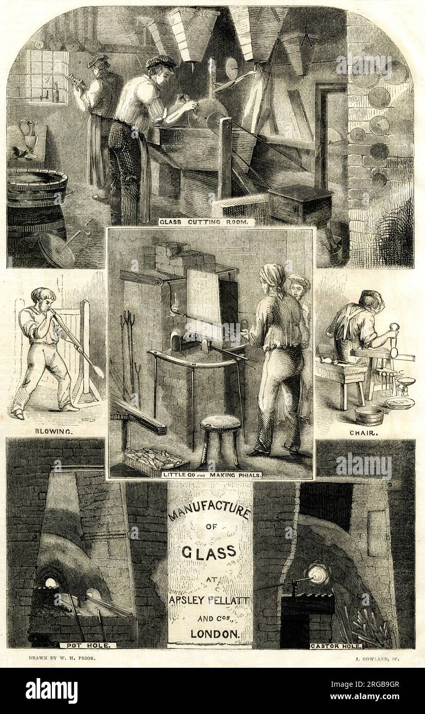 Apsley Pellatt Glass Manufacture, London. Stock Photo