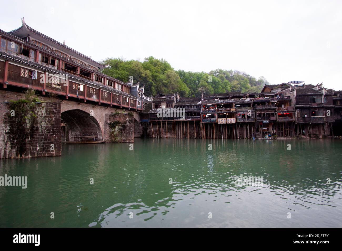 Phoenix County, April 15: House projecting over the water on April 15, 2012, Phoenix County, Hunan Province, China Stock Photo