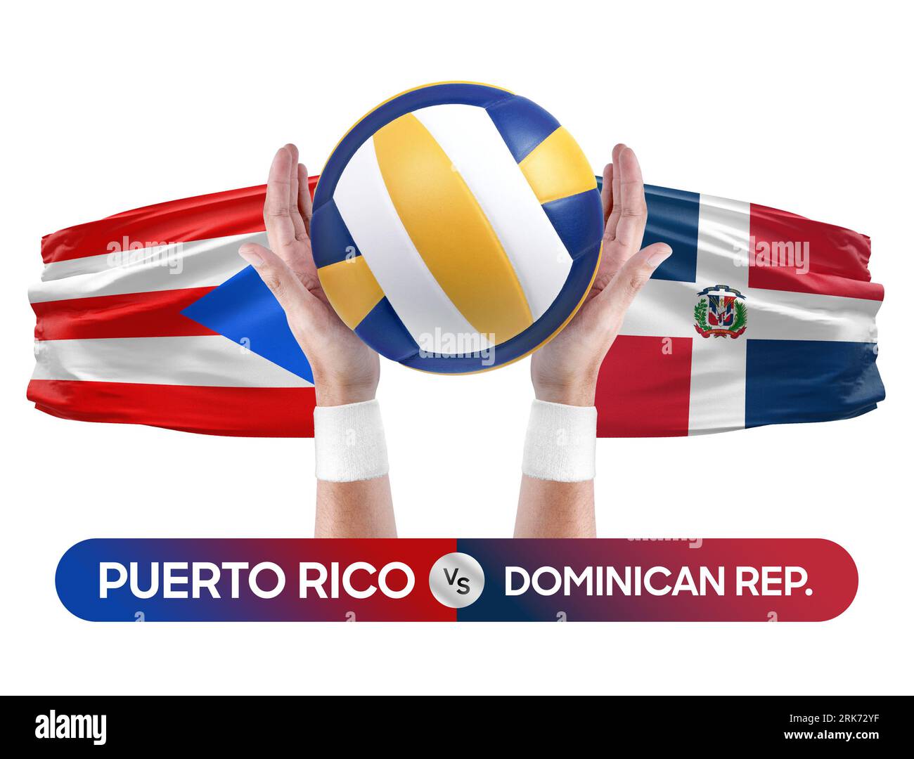 Puerto Rico vs Dominican Republic national teams volleyball volley ball match competition concept. Stock Photo