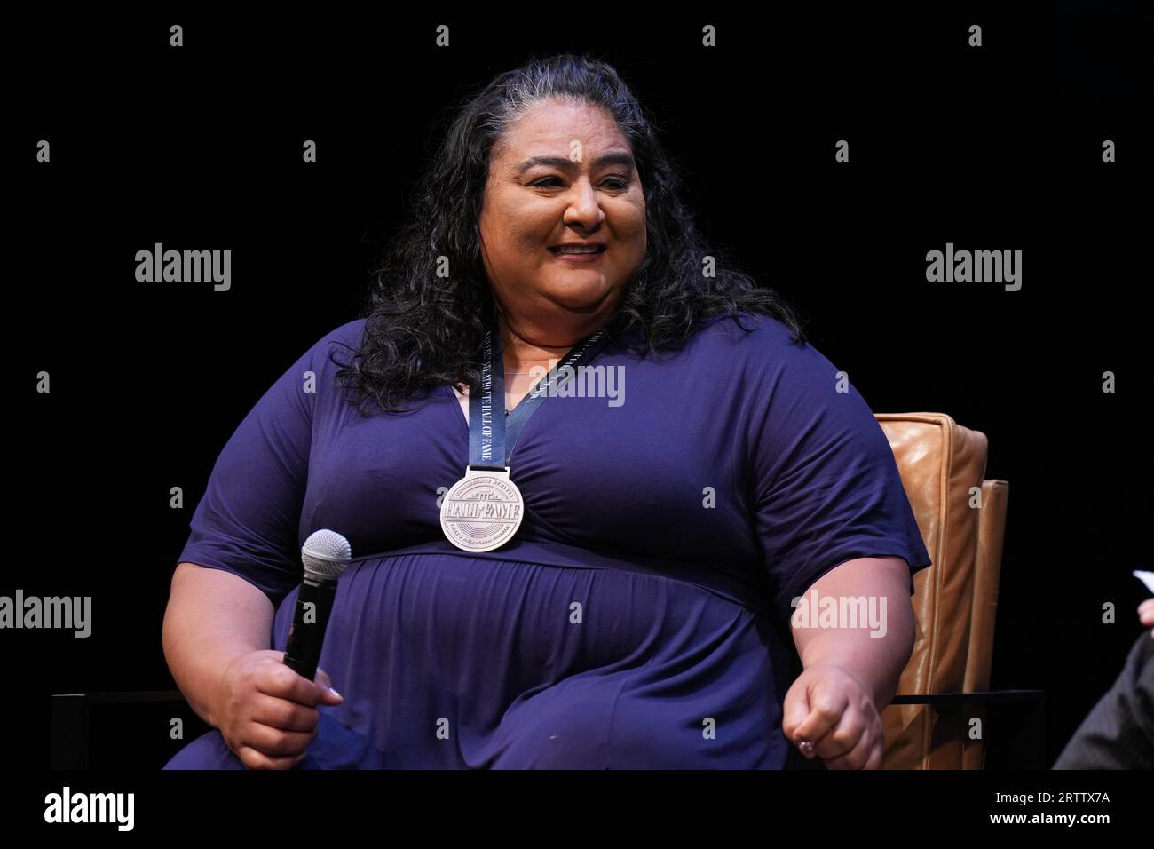 Seilala Sua Zumbado (UCLA) during the Collegiate Athlete Hall of Fame Induction at the Hult Center for Performing Arts, Thursday, Sept. 14, 2023, in Eugene, Ore. Stock Photo