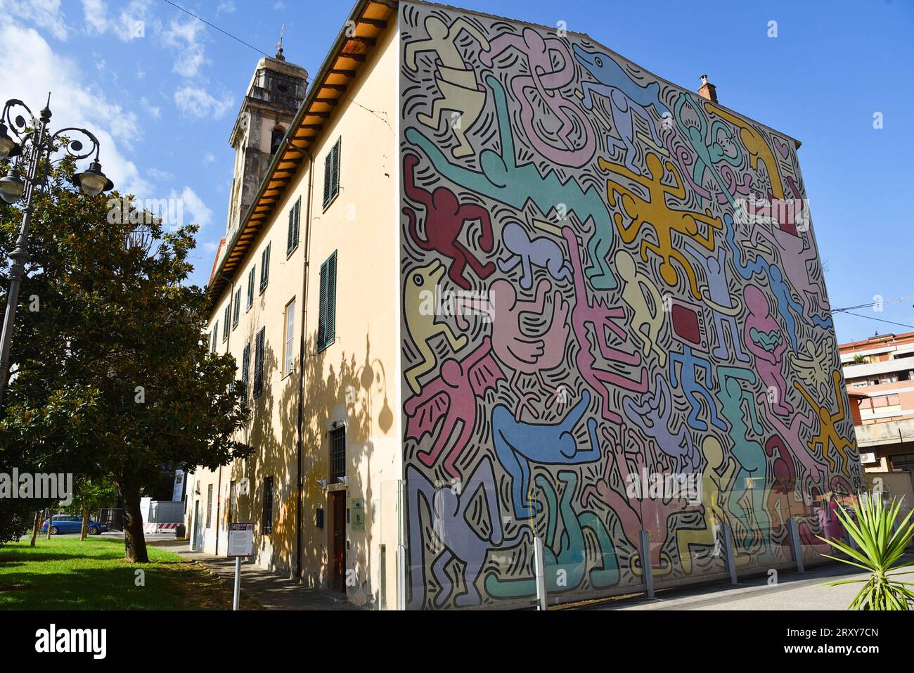 Pisa, Italy. September 17, 2023. A mural of the famous artist Keith Haring in Pisa. High quality photo Stock Photo