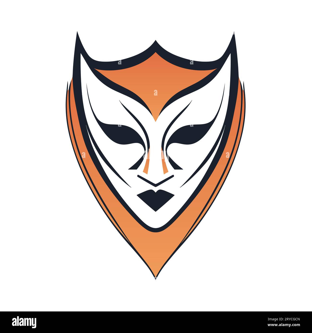 Mask for face character logo. Silhouette mask on white background Stock ...