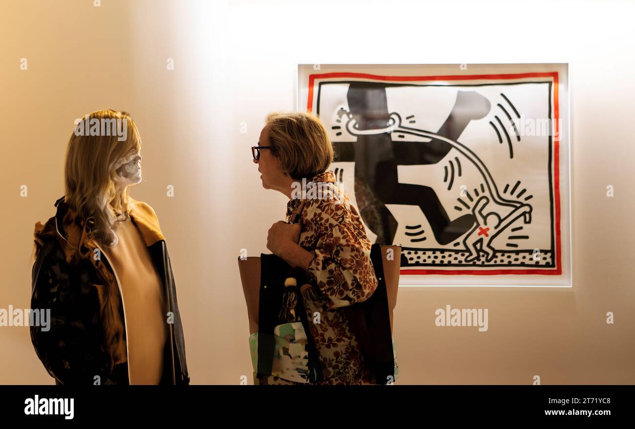 Exhibition of artwork by artist Keith Haring Painter, Parma Italy Stock Photo