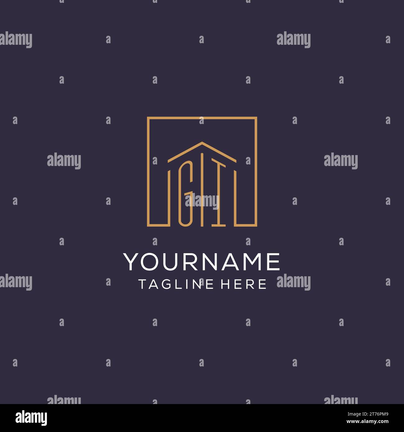 Initial GI logo with square lines, luxury and elegant real estate logo design vector graphic Stock Vector