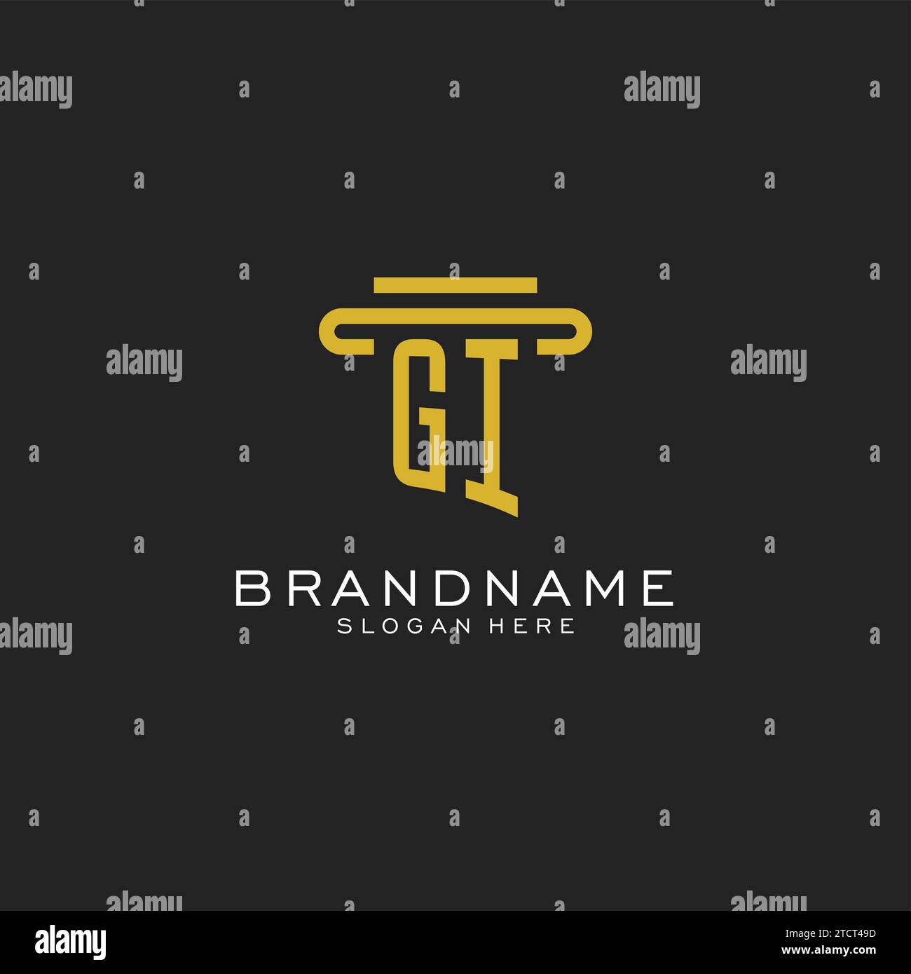 GI initial logo with simple pillar style design vector graphic Stock Vector