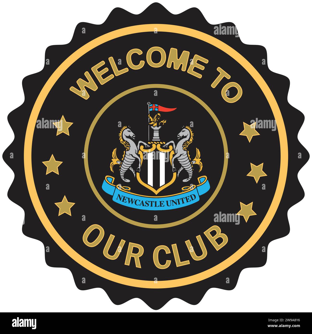 Welcome to Newcastle United FC Colorful stamp and seal, English professional football club Vector Illustration Abstract Editable image Stock Vector