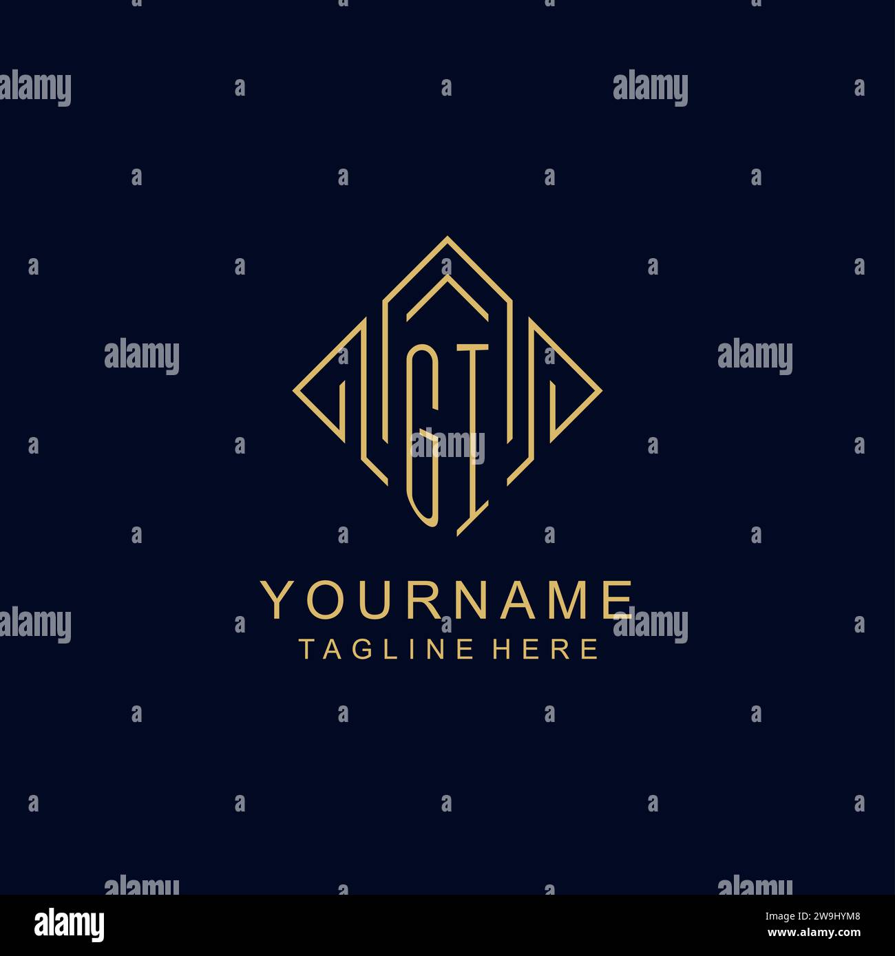 Initial logo GI monogram with rhombus line style design vector graphic Stock Vector