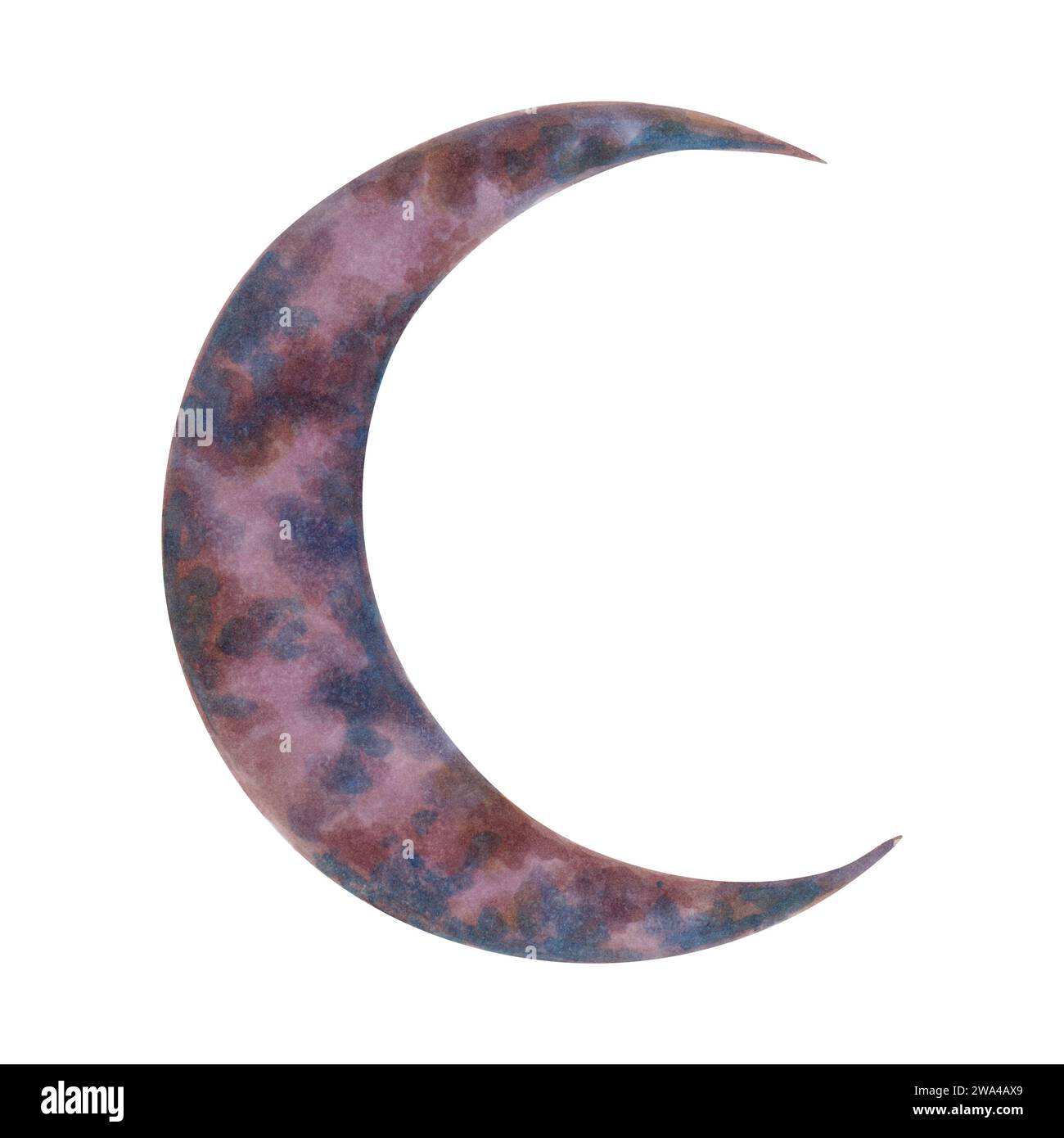 Crescent moon celestial element.Astrological lunar phase cycle drawing ...