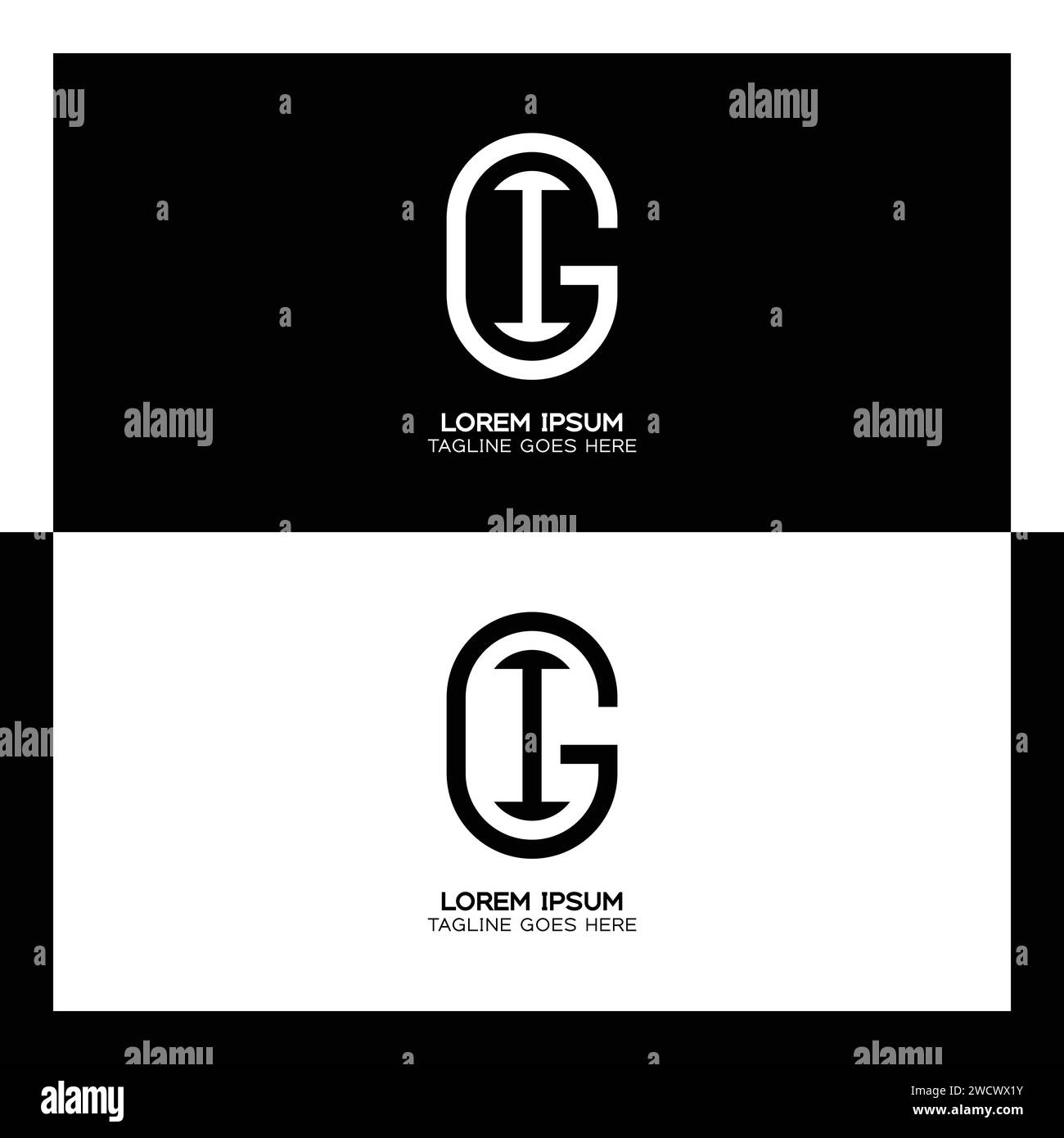 GI initial letters linked elegant logo. letter G and I pattern design monogram Stock Vector