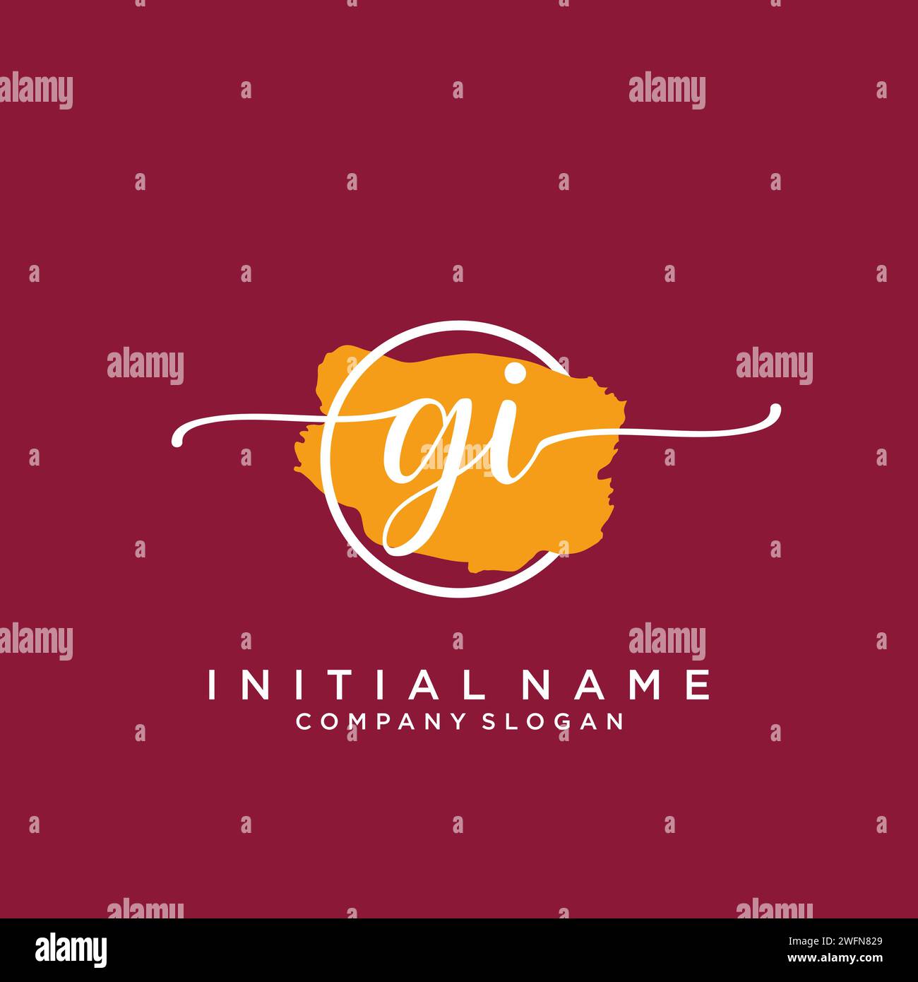 GI Initial handwriting logo with circle Stock Vector