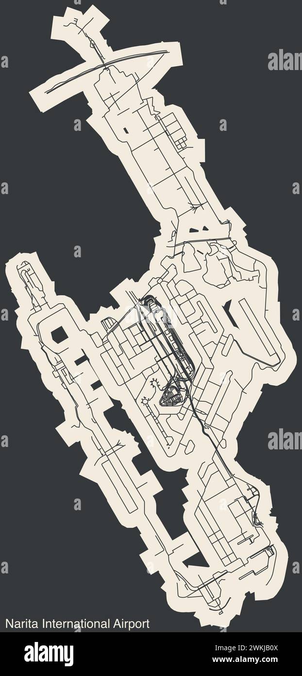 Terminals layout plan of the NARITA INTERNATIONAL AIRPORT (NRT, RJAA), NARITA Stock Vector