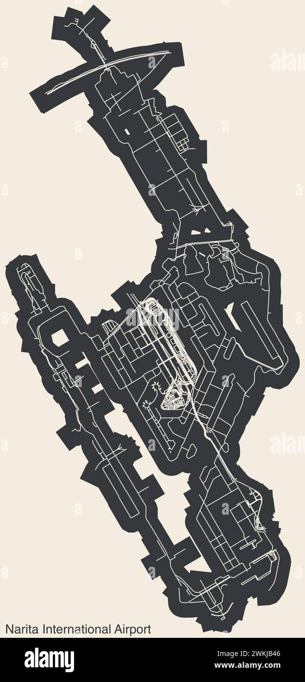 Terminals layout plan of the NARITA INTERNATIONAL AIRPORT (NRT, RJAA), NARITA Stock Vector