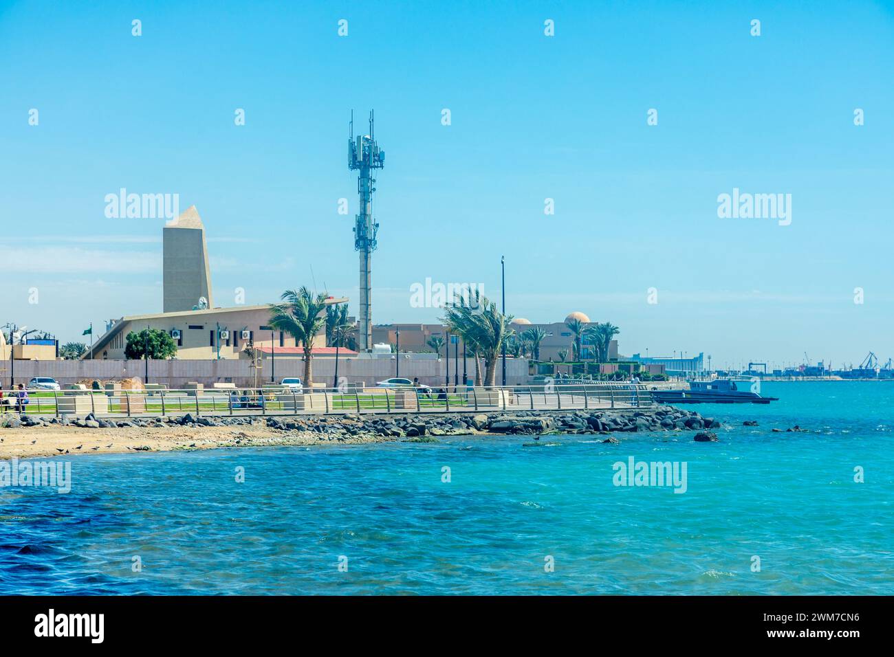 Al-Hamra corniche seaside lagoon view, Jeddah, Saudi Arabia Stock Photo