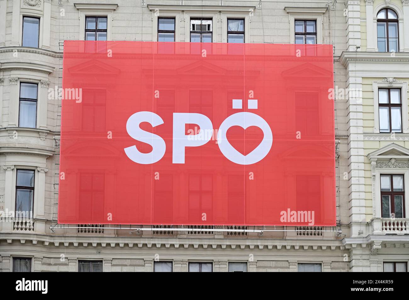 Vienna, Austria. 01st May, 2024. May Day march of the SPÖ Vienna (Social Democratic Party of Austria) at Town Hall Square in Vienna Stock Photo