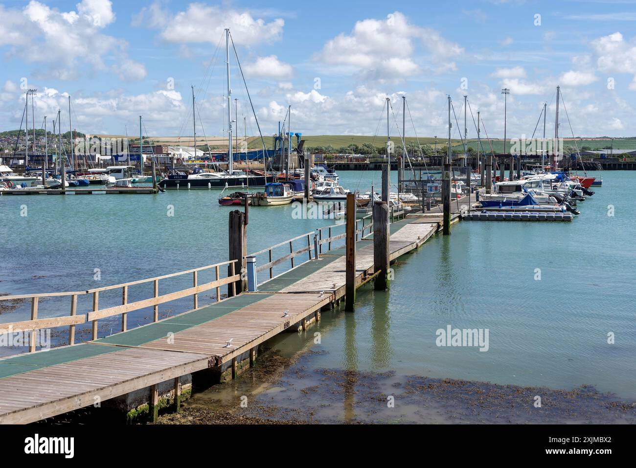 NEWHAVEN, EAST SUSSEX, UK, JUNE 26, 2022 : View of the marina in Newhaven on a summers day Stock Photo