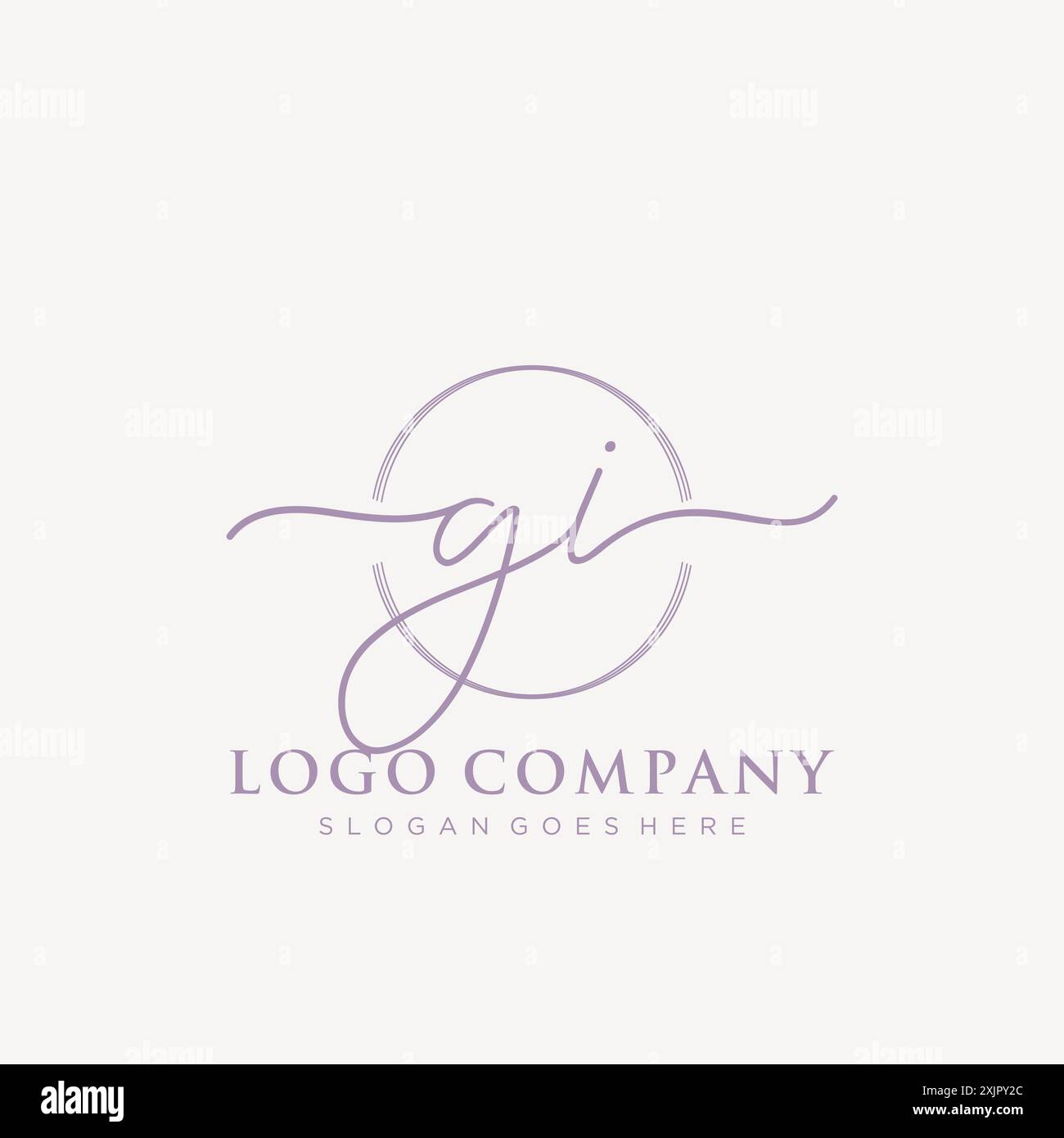 GI Initial handwriting with brush circle logo Stock Vector