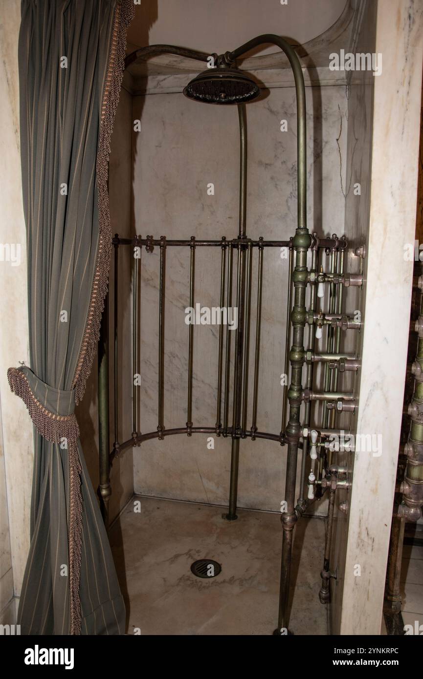 Sir Henry Pellatt's shower inside Casa Loma on Austin Terrace in Toronto, Ontario, Canada Stock Photo