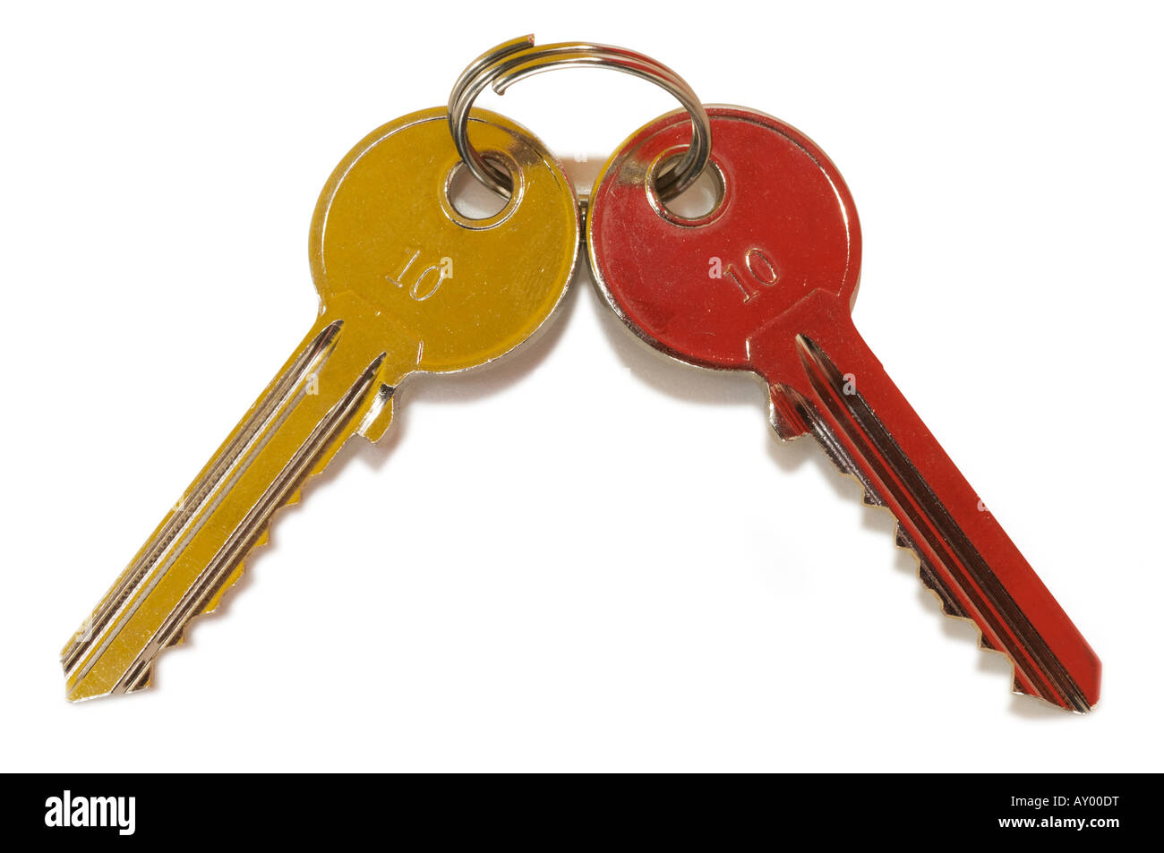 Two keys with the number 10 marked on them Stock Photo