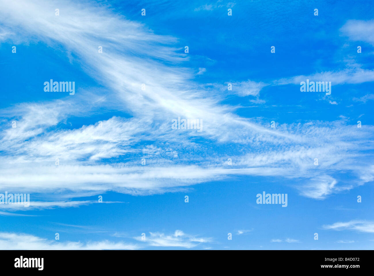 mare's tails and mackerel scales cirrus and altocumulus clouds Stock Photo