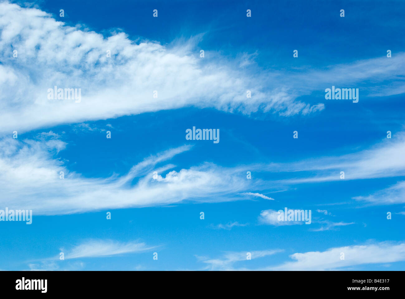 mare's tails and mackerel scales cirrus and altocumulus clouds Stock Photo