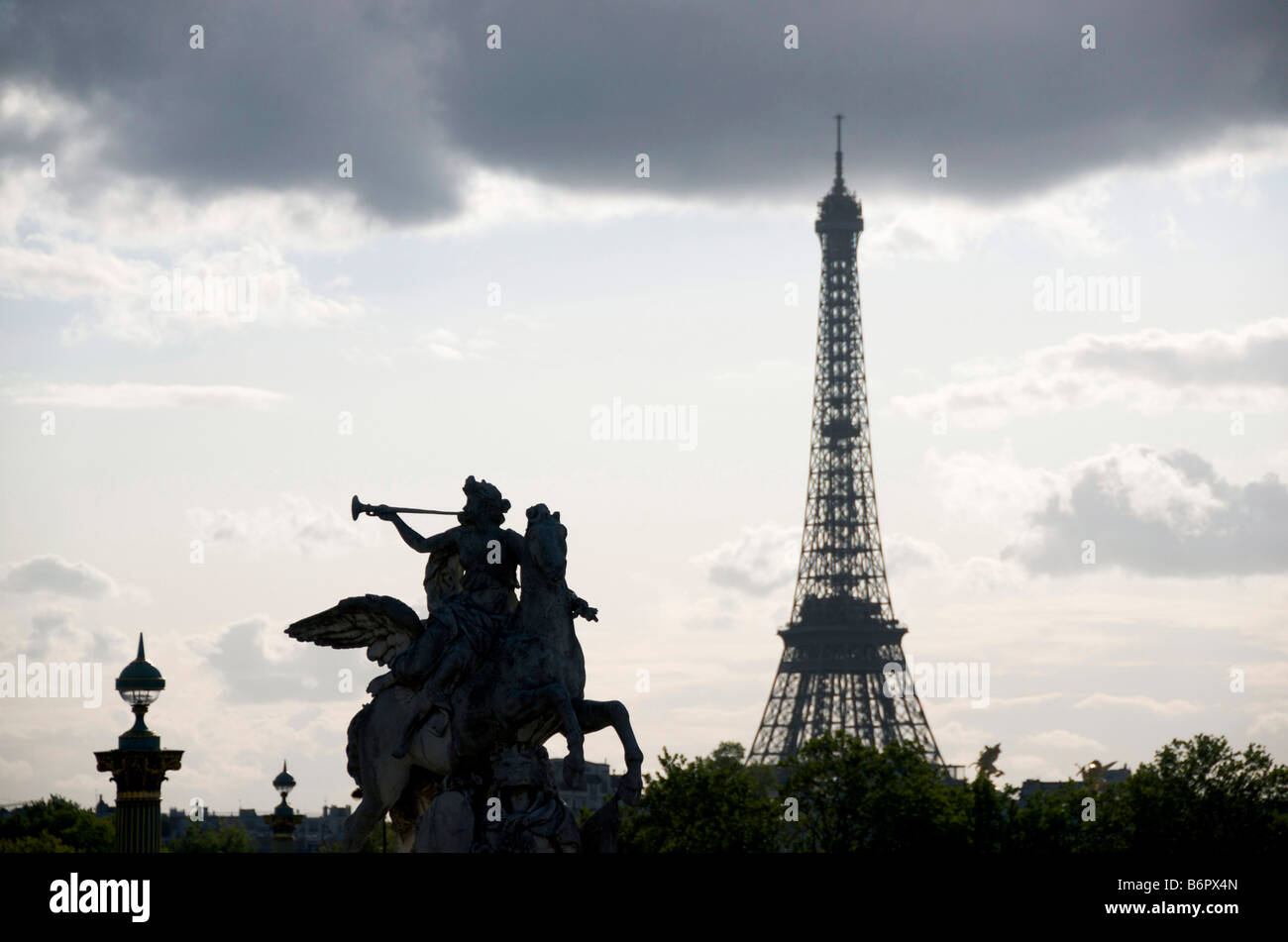 Silhouette of Paris, Eiffel Tower, France, Europe Stock Photo