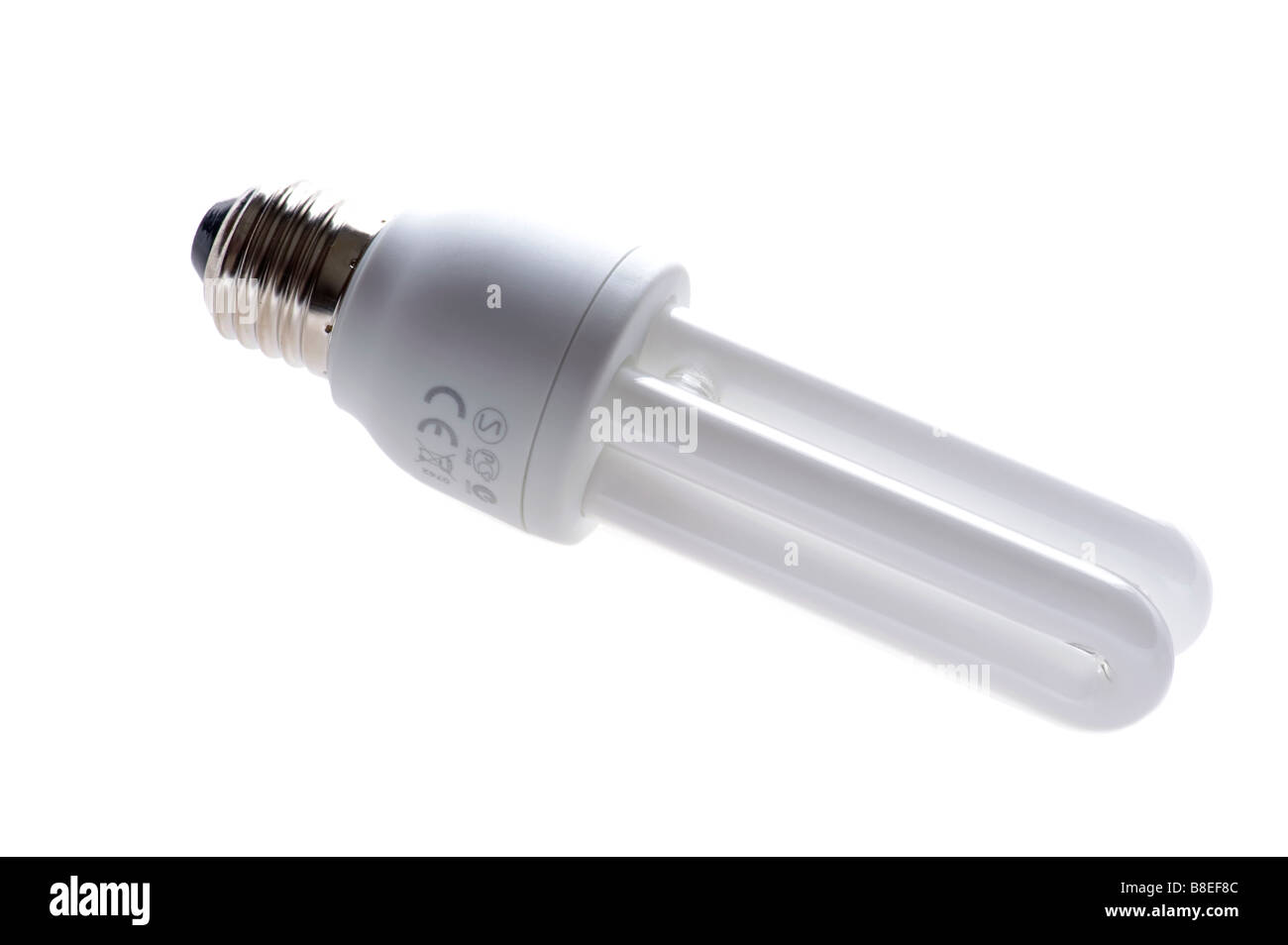 object on white compact florescent light bulb Stock Photo