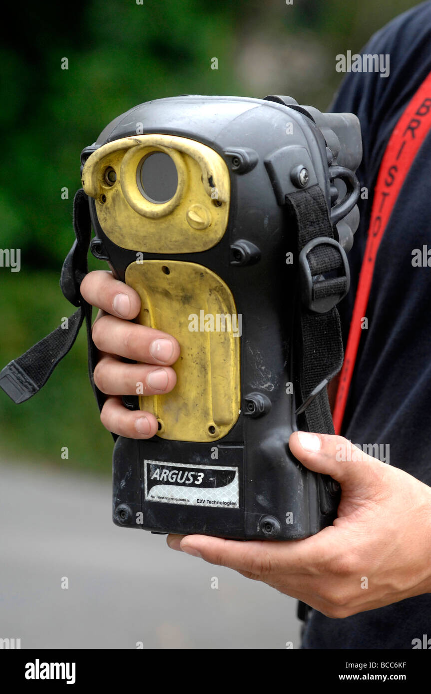 Fireman using a 'thermal imaging camera' , Britain UK Stock Photo