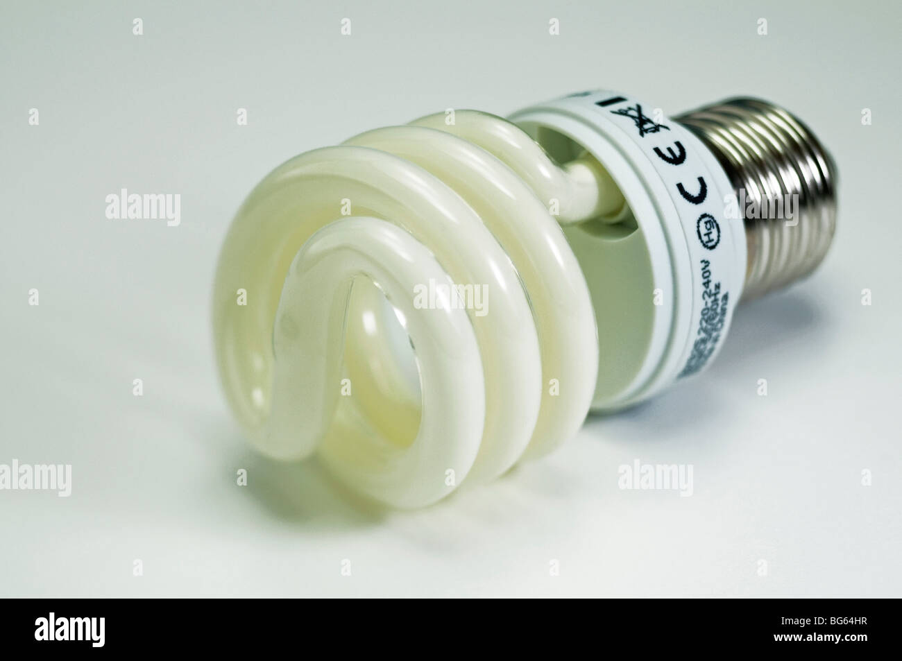 Energy saving light bulb, studio picture. Stock Photo