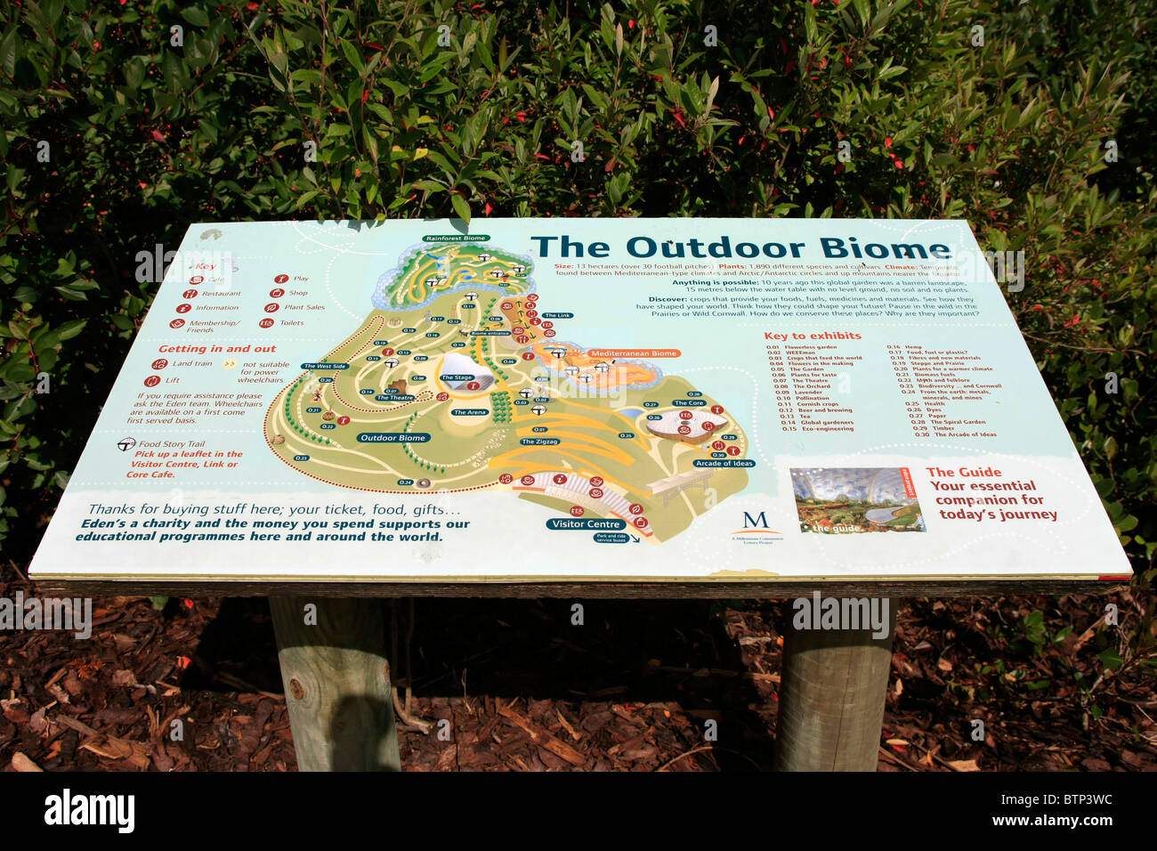 Map of the outdoor Biome at the Eden Project St. Austell Cornwall Stock Photo