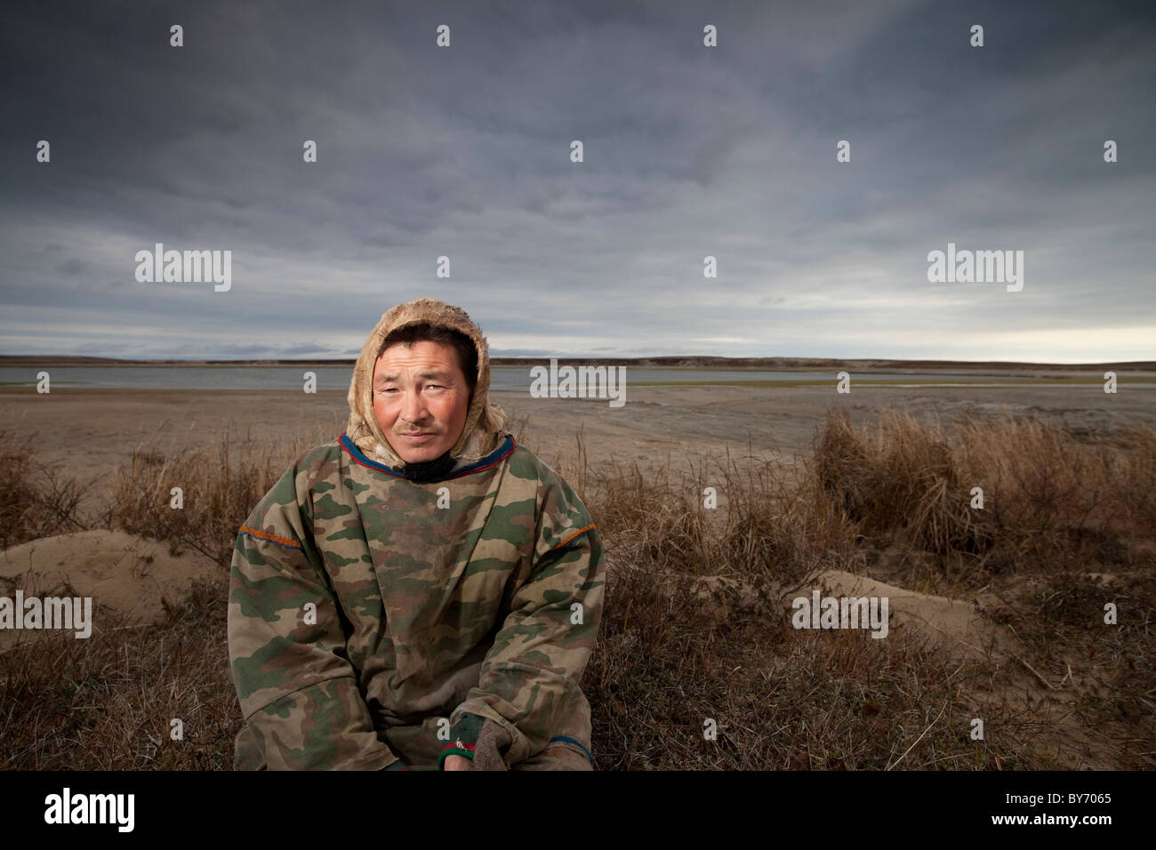 Yamal Peninsula , Western Siberia , Russia . The Nenet tribe way of life  face threats from gas exploration and climate change Stock Photo