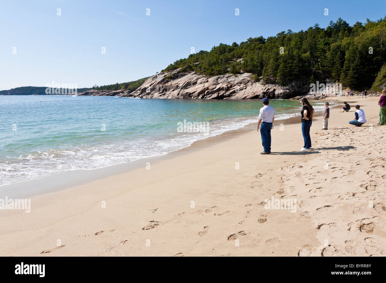 Sand Beach at Acadia National Park near Bar Harbor, Maine Stock Photo