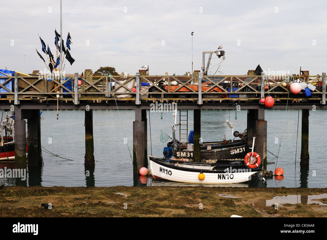 Fishing boats in harbour and River Ouse at Newhaven. East Sussex. England Stock Photo