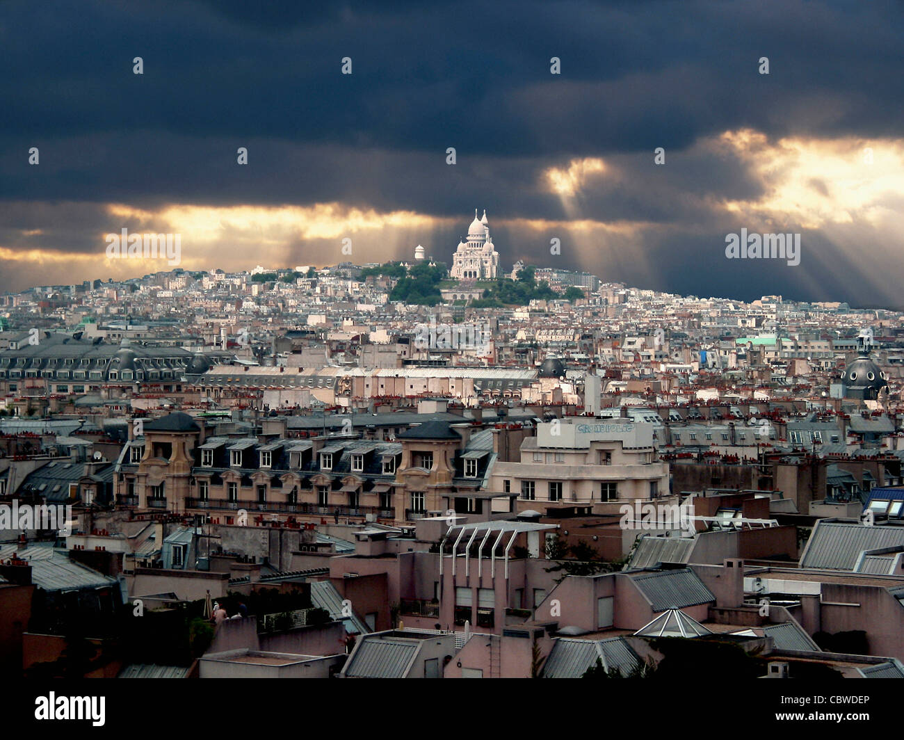 Paris, France, Europe - in the evening light with storm clouds Stock Photo