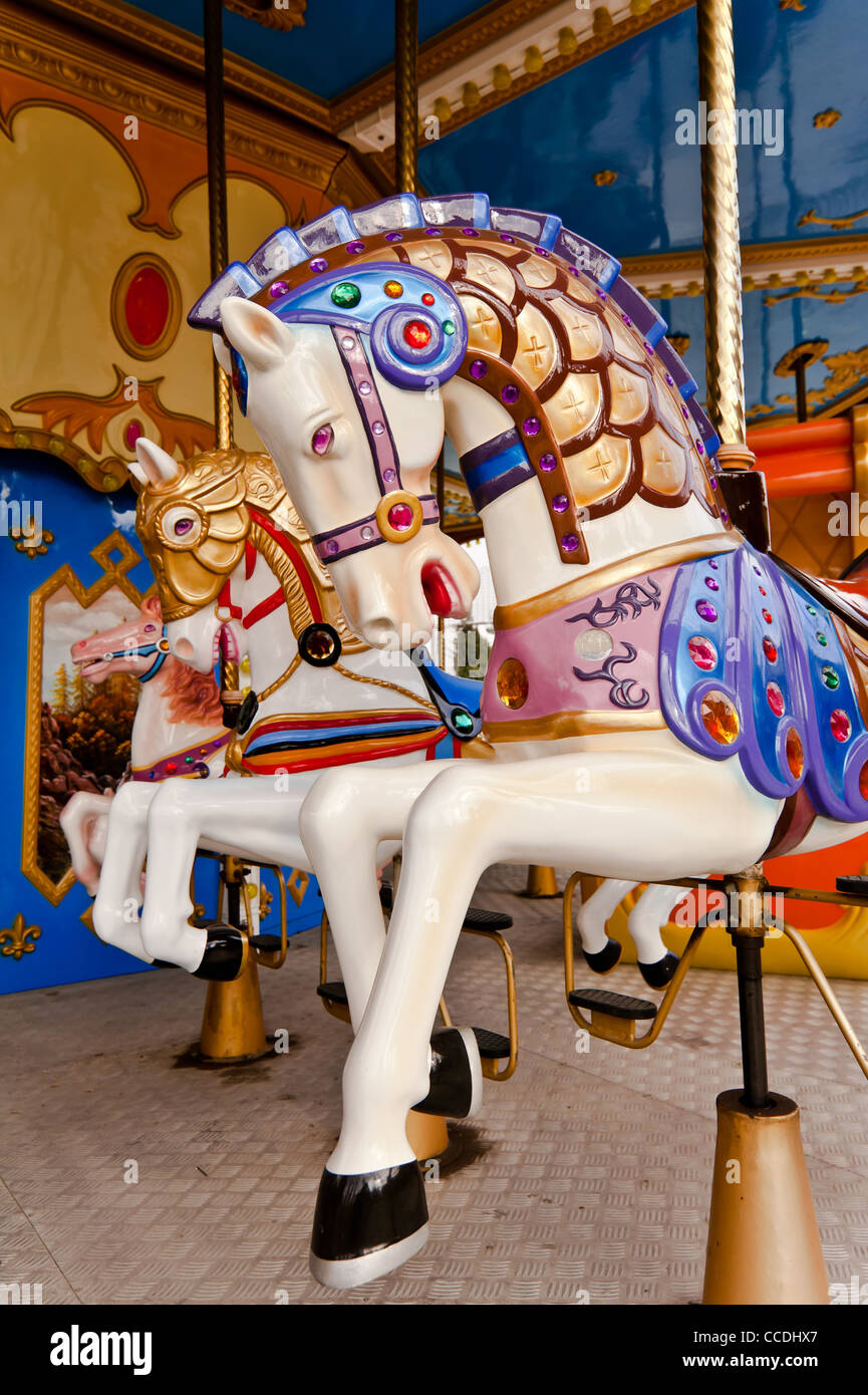 Colorful horse in carousel Stock Photo