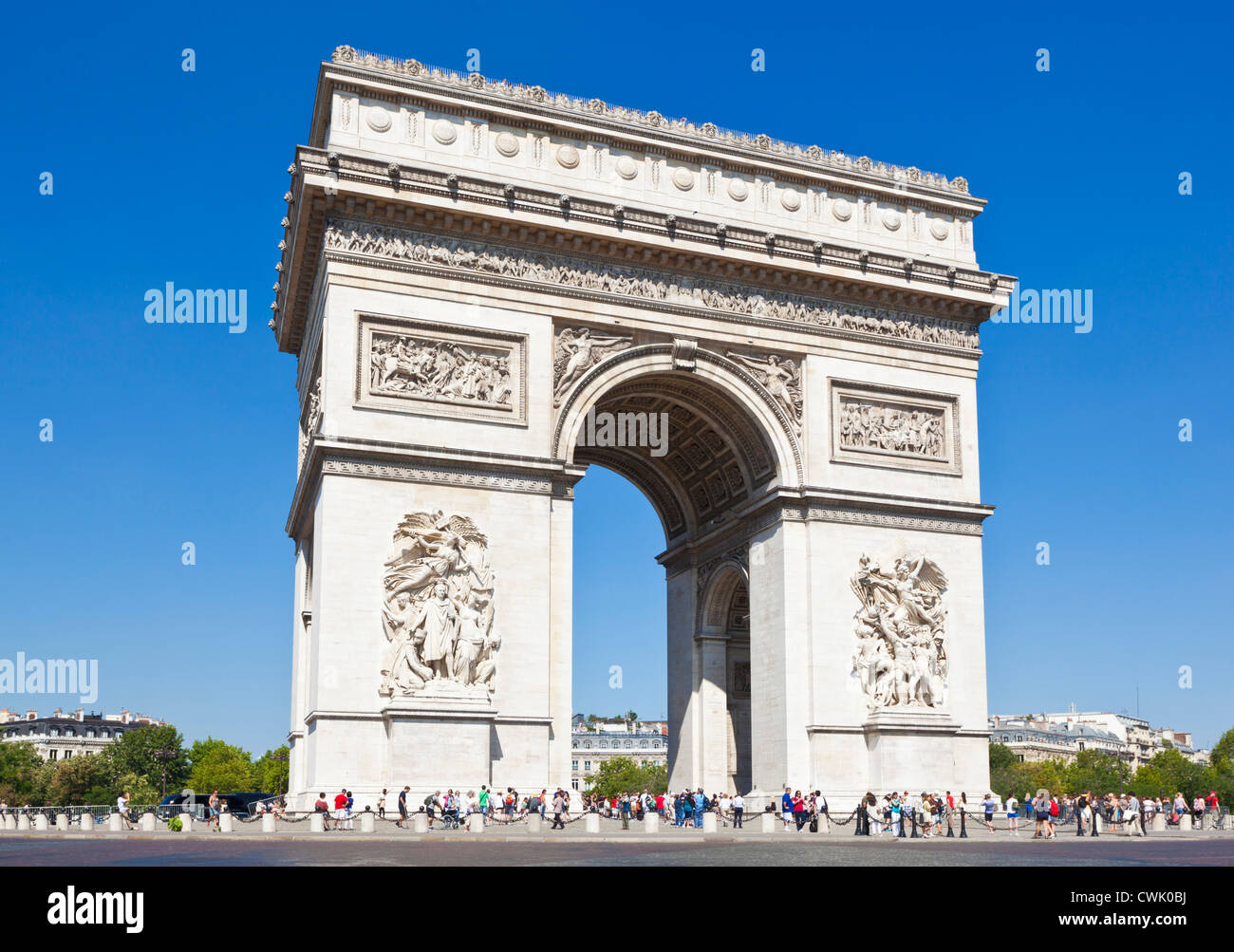 Napoleons Arc de Triomphe and the Champs Elysees Paris France EU Europe Stock Photo